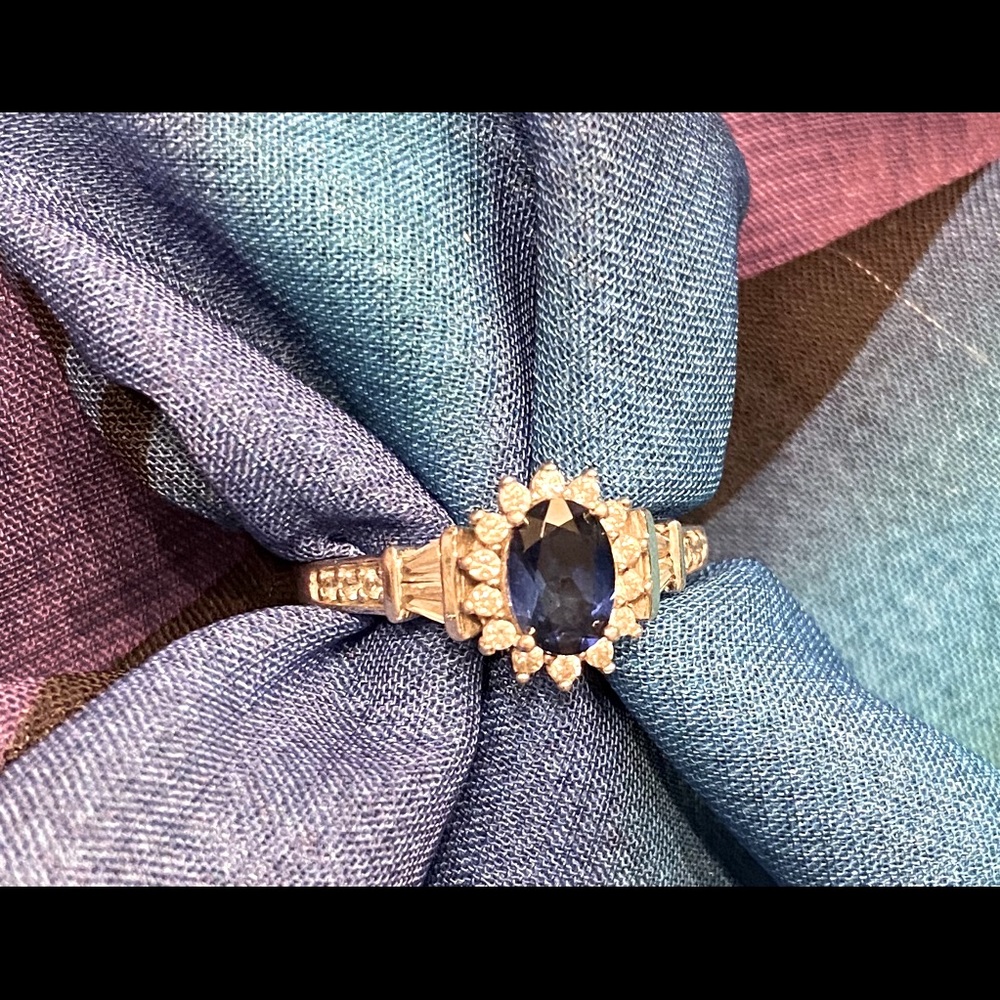 .925 Sterling Silver Blue Sapphire Ring size 7